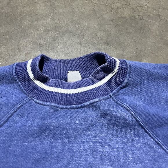 Vintage 60s Kodel Blue Striped Cuff Blank Sweatshirt - Picture 2 of 3